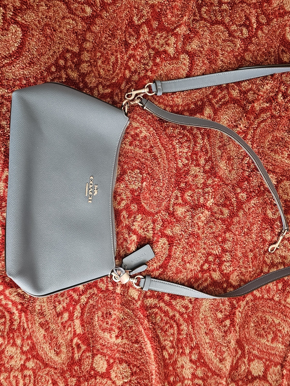Coach Pebbled Leather Crossbody Bag - Gray